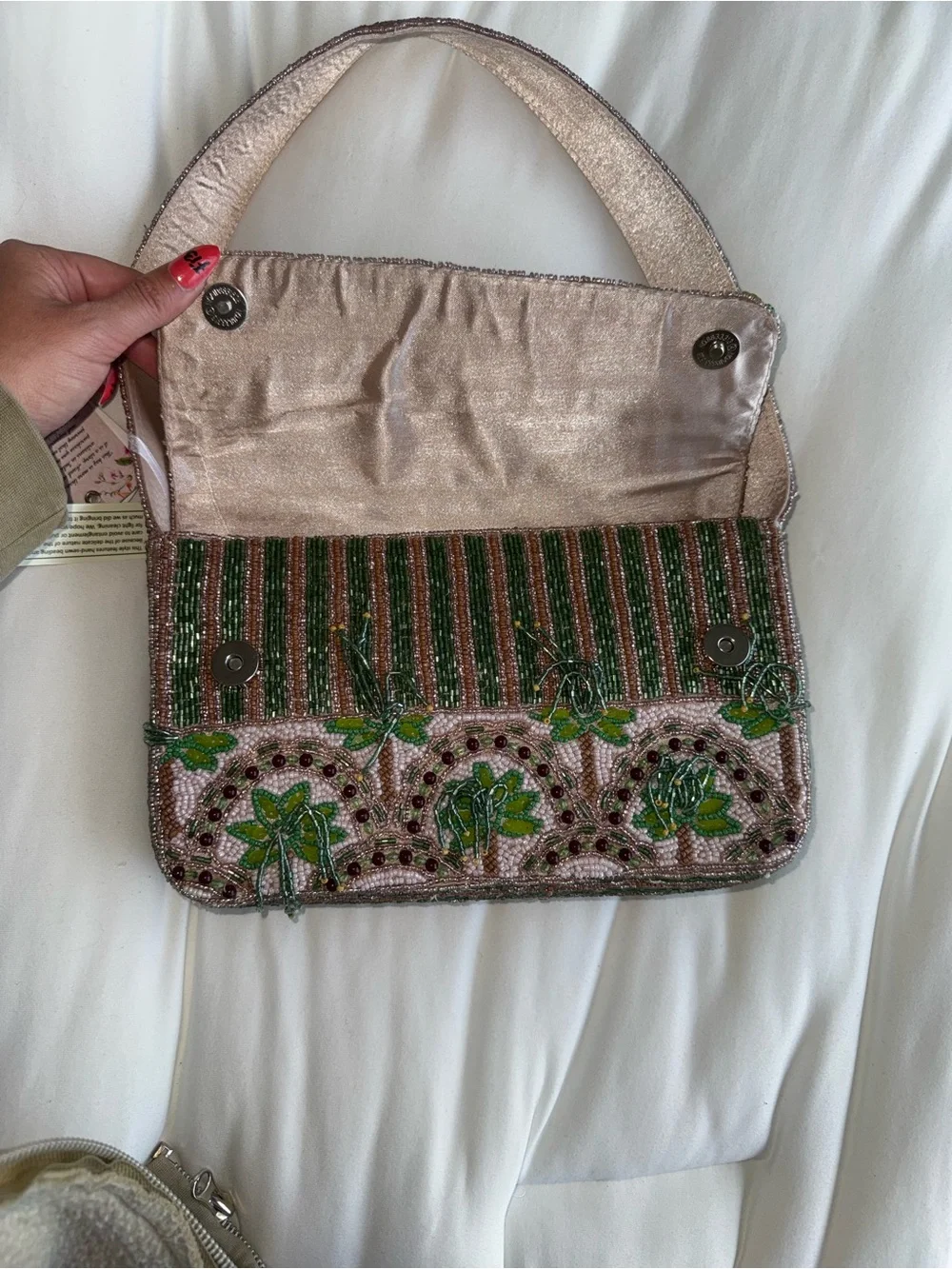 Palm Tree Tassel Beaded Shoulder Bag Handmade in India New with Tags